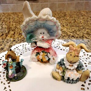 L@@K Three (3) Cute Bunny Rabbit Assortment Figurines